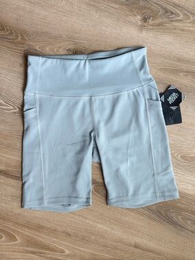 High-Waist Women's Bike Shorts in Light Gray
